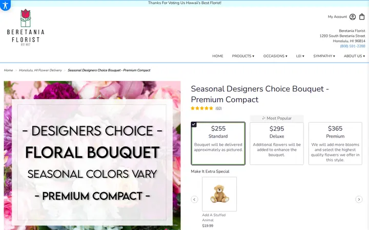 /honolulu-beretania-florist/seasonal-designers-choice-bouquet-premium-compact.html — Beretania Florist