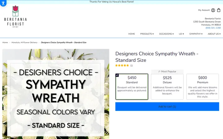 /honolulu-beretania-florist/designers-choice-sympathy-wreath-standard-size.html — Beretania Florist