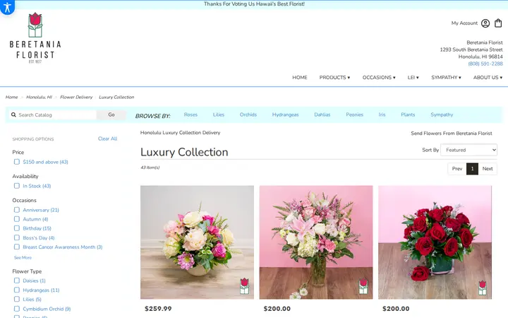 /honolulu-florist-flower-delivery/specials/luxury-collection — Beretania Florist