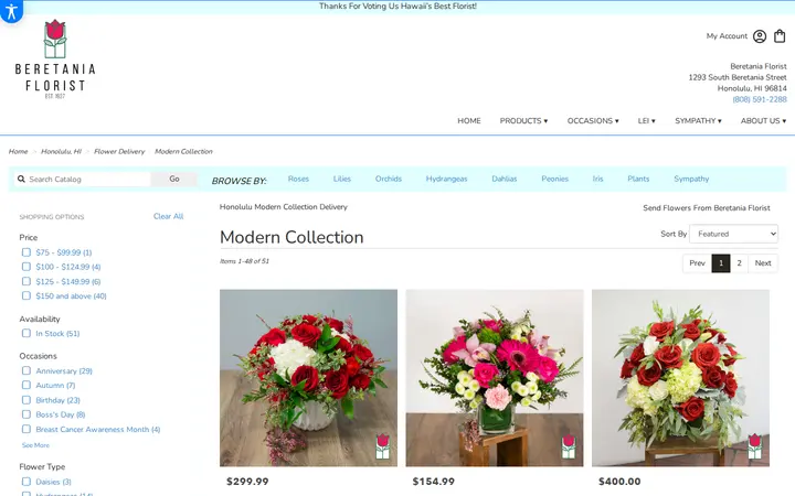 /honolulu-florist-flower-delivery/specials/modern-collection — Beretania Florist