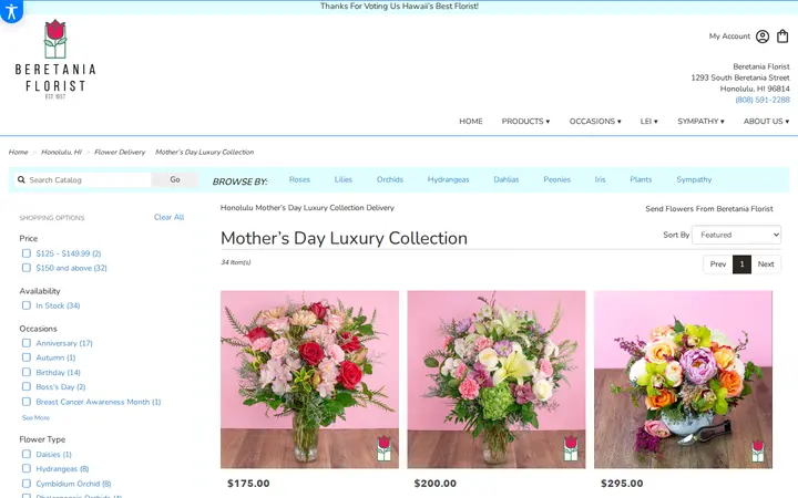 /honolulu-florist-flower-delivery/specials/mother-s-day-luxury-collection — Beretania Florist