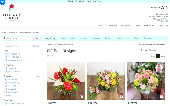 /honolulu-florist-flower-delivery/gift-sets-flowers — Beretania Florist
