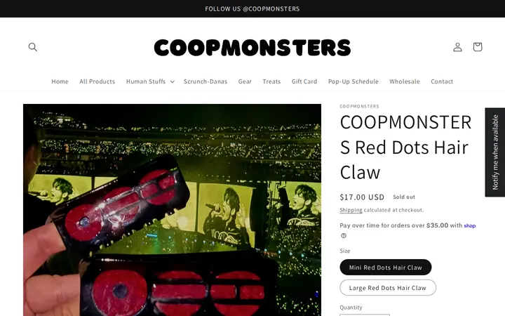 /products/coopmonsters-red-dots-hair-claw — Coopmonsters