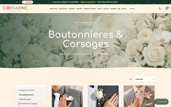 /collections/boutonnieres-corsages — Dopamine Flowers - Same-day flowers on Oahu