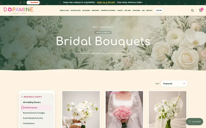 /collections/bridal-bouquets — Dopamine Flowers - Same-day flowers on Oahu