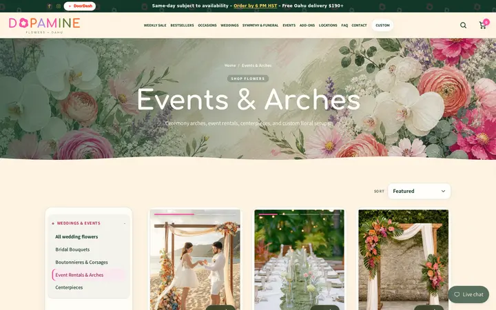 /collections/event-rentals — Dopamine Flowers - Same-day flowers on Oahu