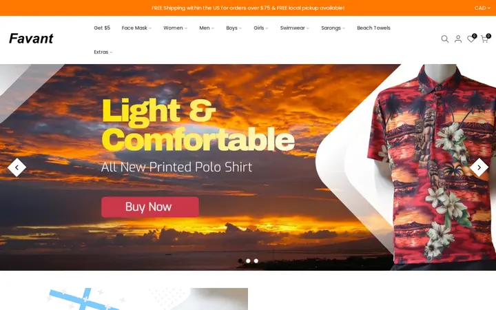 Website of Hawaii Beachwear & Fashion
