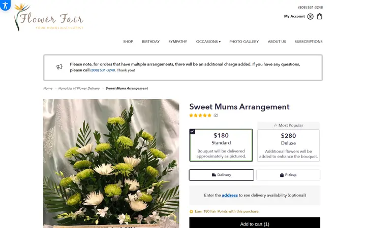 /honolulu-flower-fair/sweet-mums-arrangement.html — Flower Fair