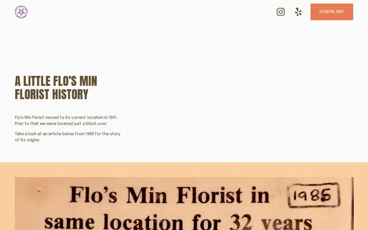 /history — Flo's Min Florists Inc