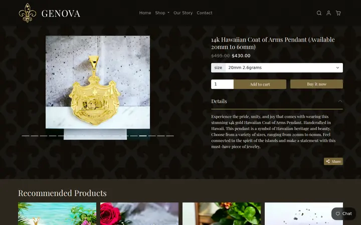 /collections/hawaiian-jewelry/products/solid-14k-hawaiian-coat-of-arms — Genova Hawaii