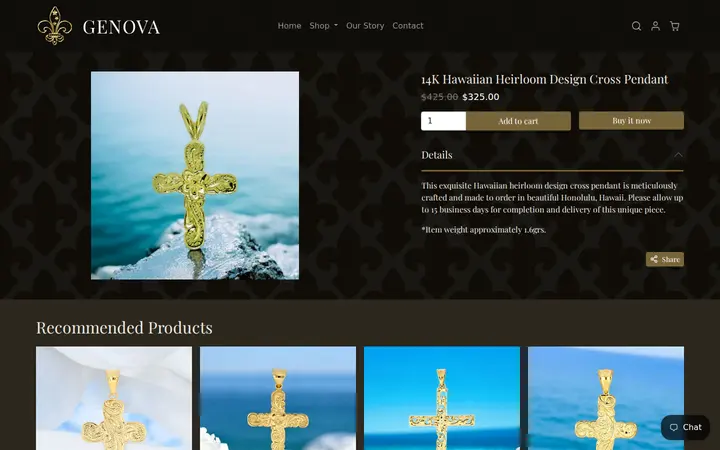 /collections/hawaiian-jewelry/products/14k-hawaiian-heirloom-design-cross-pendant — Genova Hawaii