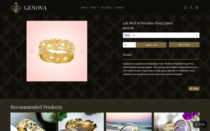 /collections/hawaiian-jewelry/products/14k-yellow-gold-bird-of-paradise-ring — Genova Hawaii