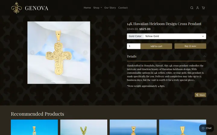 /collections/hawaiian-jewelry/products/14k-hawaiian-heirloom-design-cross-pendant-1 — Genova Hawaii