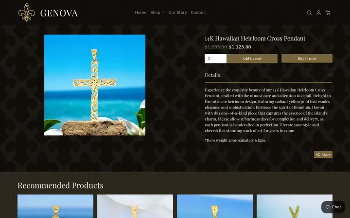 /collections/hawaiian-jewelry/products/14k-hawaiian-heirloom-cross-pendant-1 — Genova Hawaii