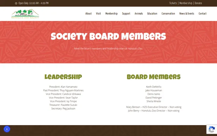 /about/society-board-members — Honolulu Zoo Gift Shop