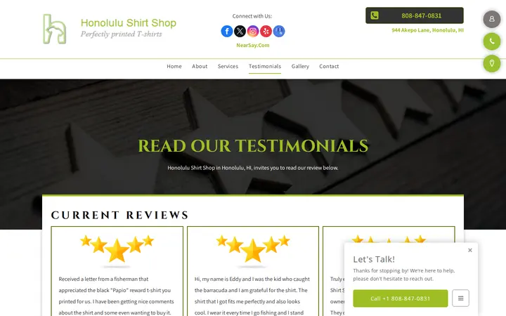 /reviews — Honolulu Shirt Shop