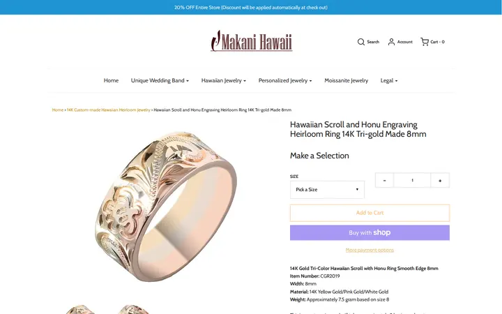 /collections/14k-custom-made-hawaiian-heirloom-jewelry/products/hawaiian-scroll-and-honu-engraving-heirloom-ring-14k-tri-gold-made-8mm — Makani Hawaii Jewelry & Watch Company