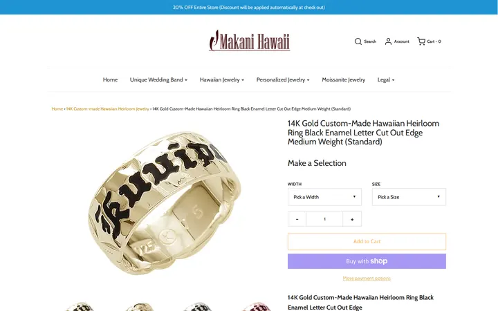 /collections/14k-custom-made-hawaiian-heirloom-jewelry/products/14k-yellow-gold-plumeria-scrolling-black-enamel-letter-cut-out-edge-hawaiian-heirloom-ring-cgr2026-2027 — Makani Hawaii Jewelry & Watch Company