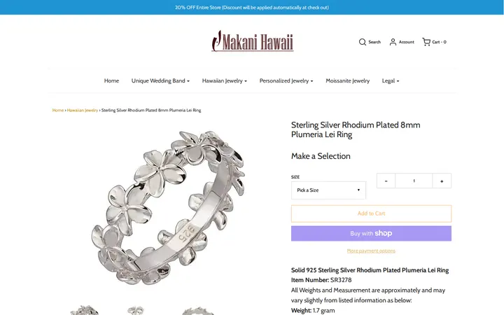 /collections/hawaiian-jewelry/products/sr3278 — Makani Hawaii Jewelry & Watch Company