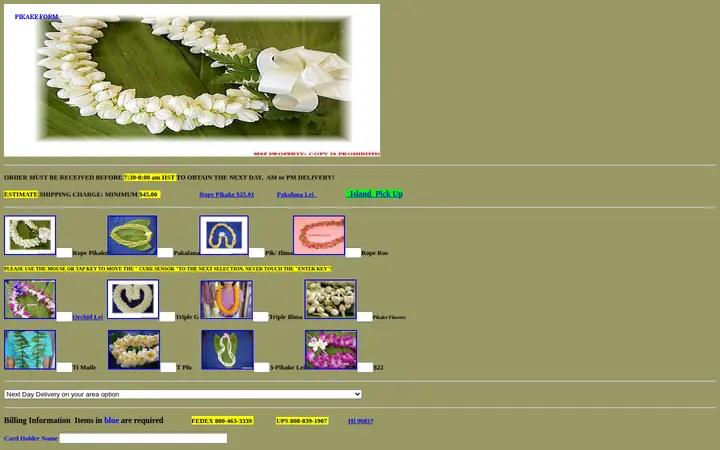 /pikakeform.htm — Maunakea Street Florist