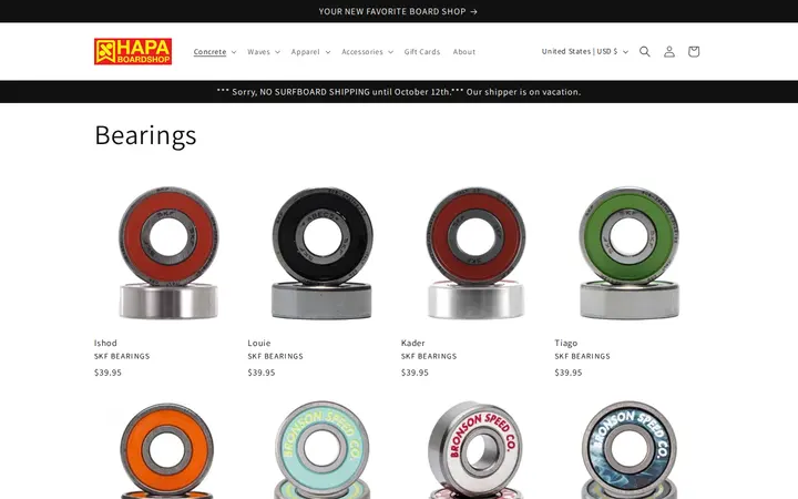 /collections/bearings — Hapa BoardShop