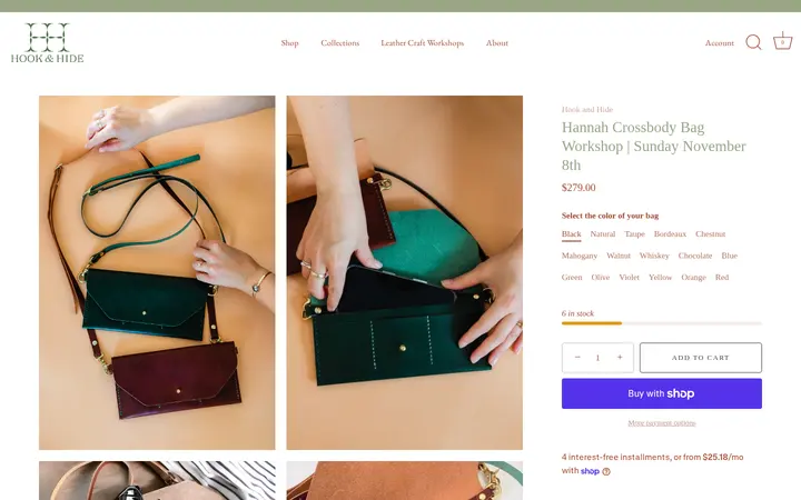 /collections/holiday-workshops/products/hannah-crossbody-bag-workshop-sunday-november-8th — Hook and Hide