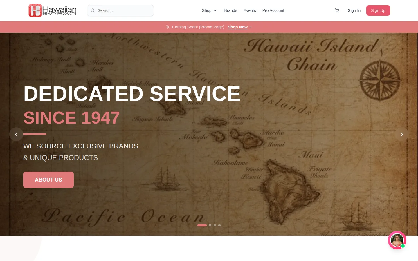 Captured website of Hawaiian Beauty Products, Ltd
