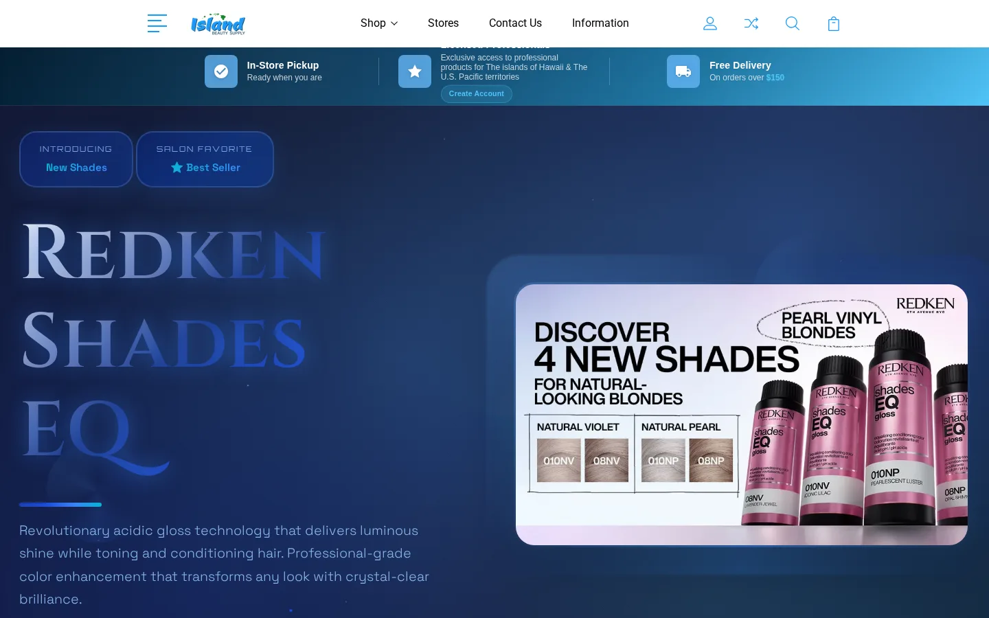 Captured website of Island Beauty Supply