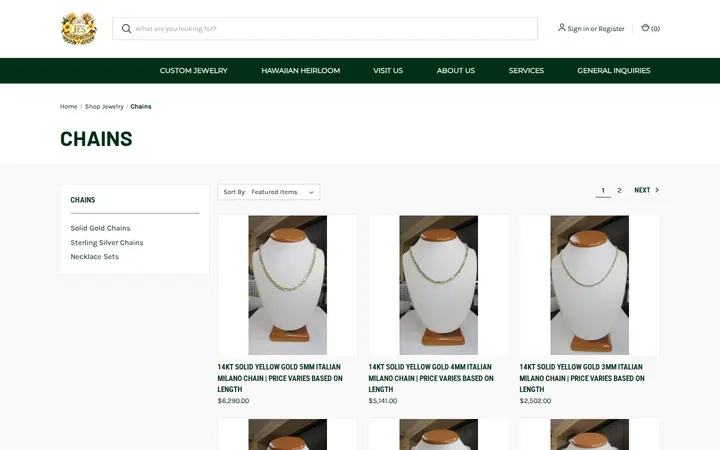 /shop-online/chains — JES Jewelry Co.