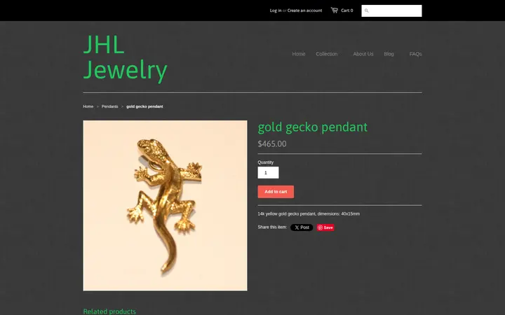 /collections/pendants/products/gold-gecko-pendant — JHL Jewelry