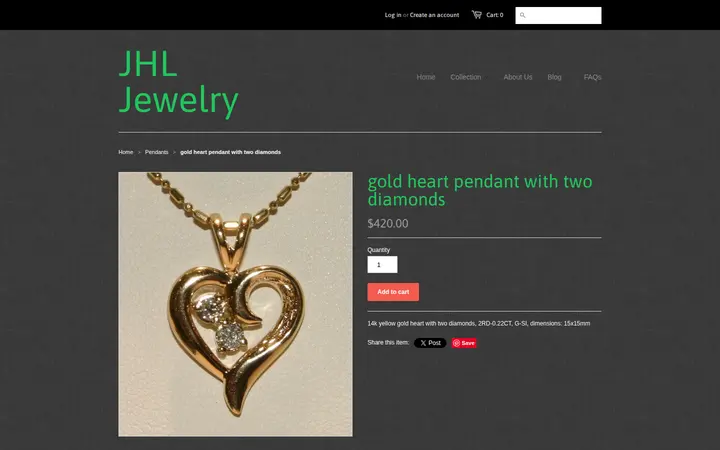 /collections/pendants/products/gold-heart-with-double-diamonds-pendant — JHL Jewelry