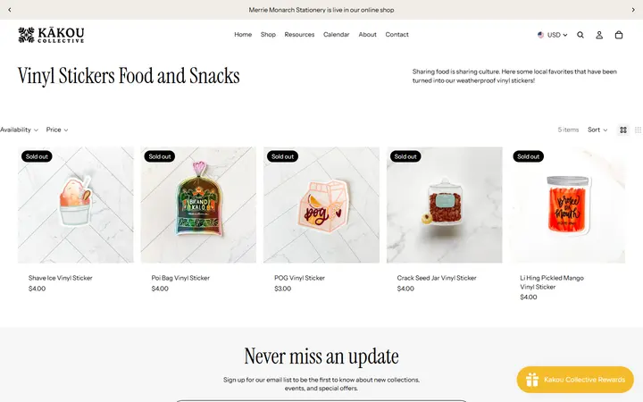/collections/vinyl-stickers-food-and-snacks — Kakou Collective