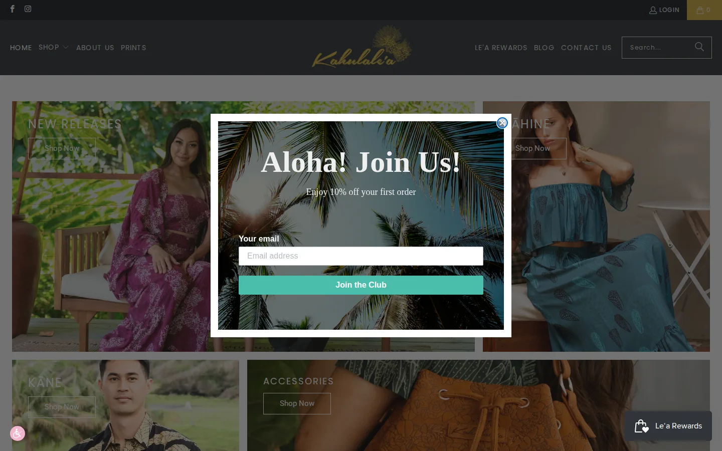 Captured website of Kahulale'a
