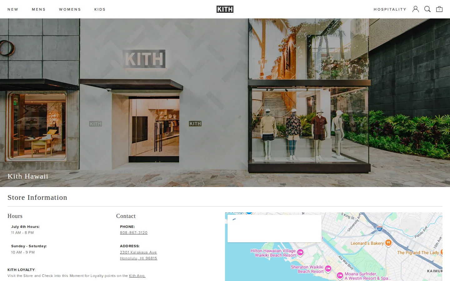 Captured website of Kith Hawaii 🛒