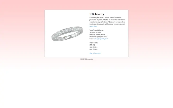 Website of K D Jewelry Inc