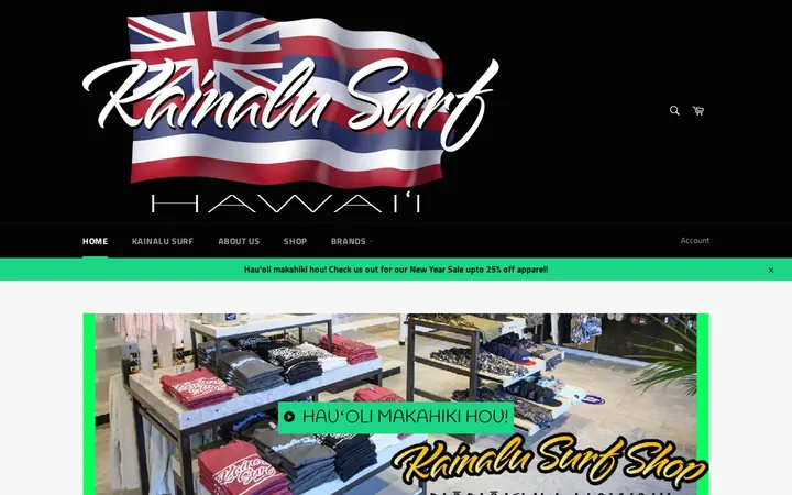 Website of Kainalu Surf Shop