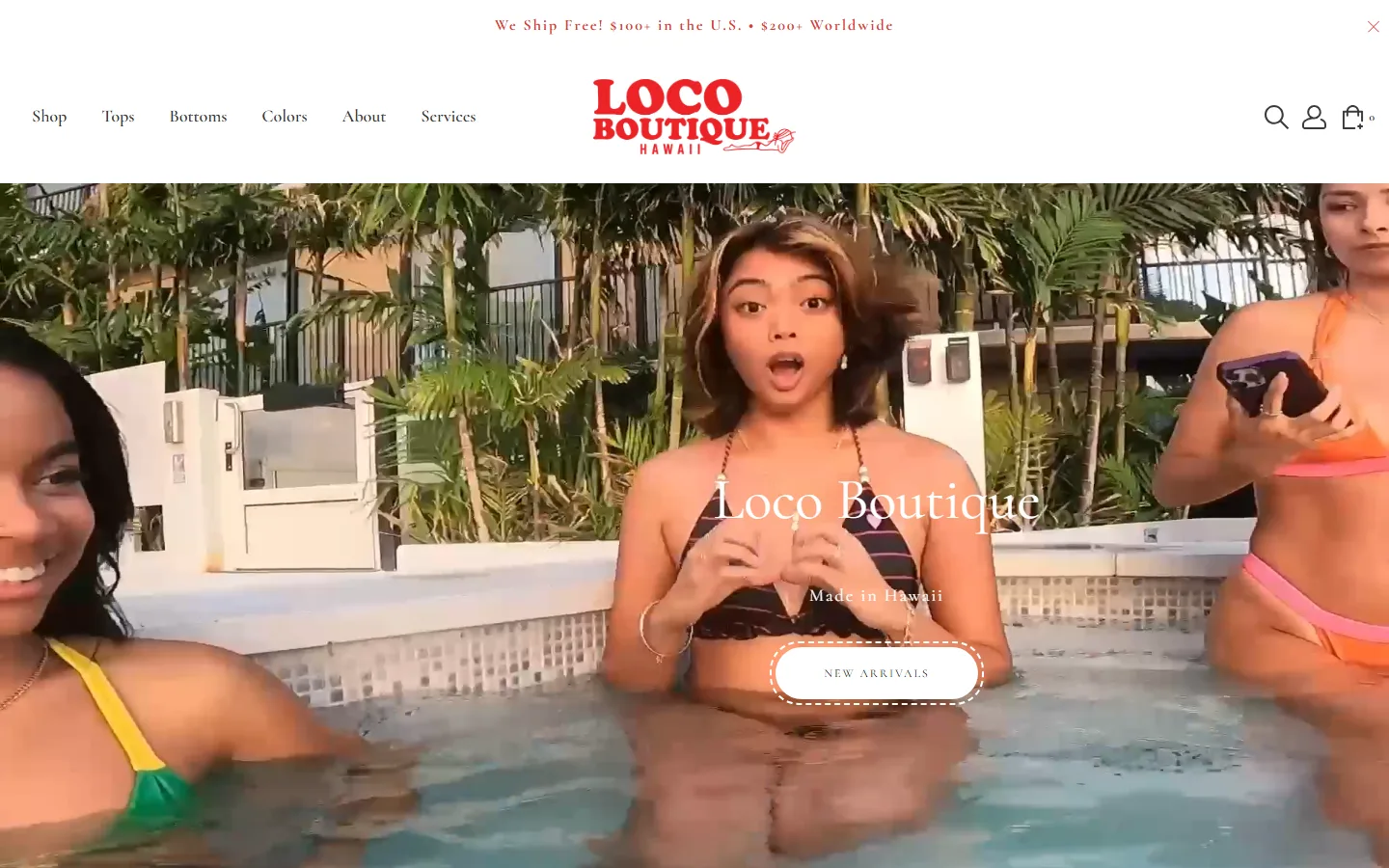 Captured website of Loco Boutique