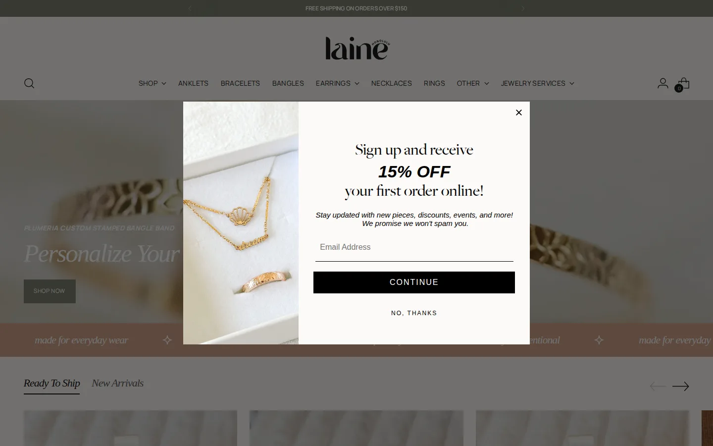 Captured website of Laine Honolulu