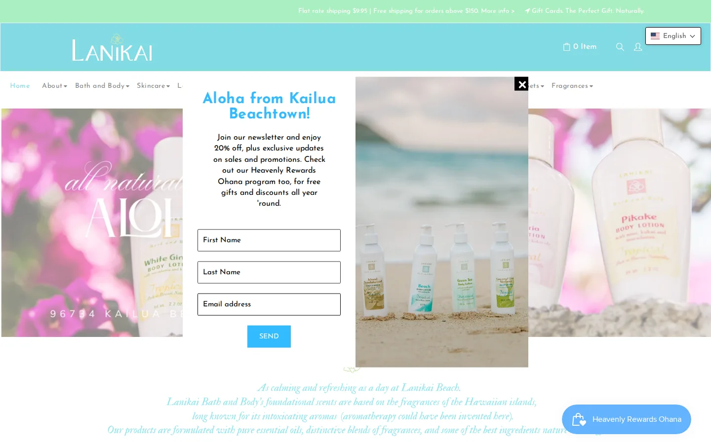 Captured website of Lanikai Bath and Body