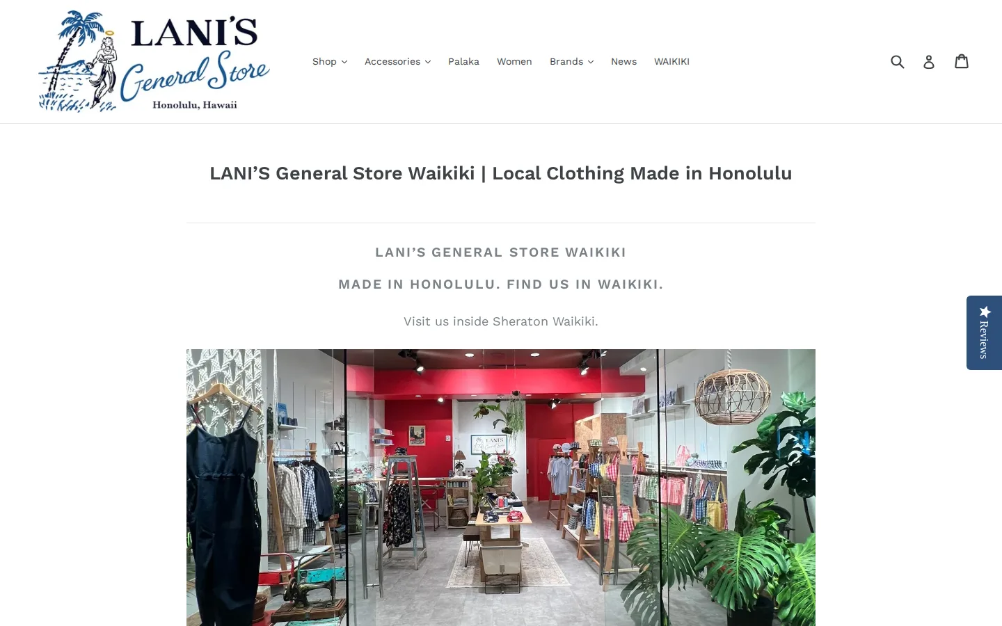 Captured website of LANI’S General Store Waikiki