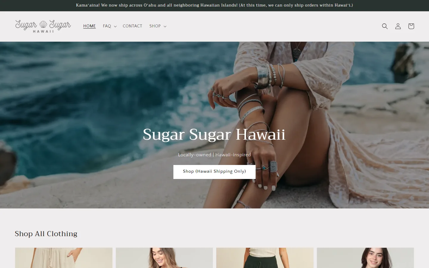 Captured website of Sugar Sugar Hawaii - Pearlridge Boutique