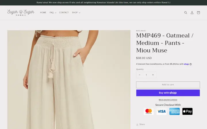 MMP469 - Oatmeal / Medium - Pants - Miou Muse – Sugar Sugar Hawaii