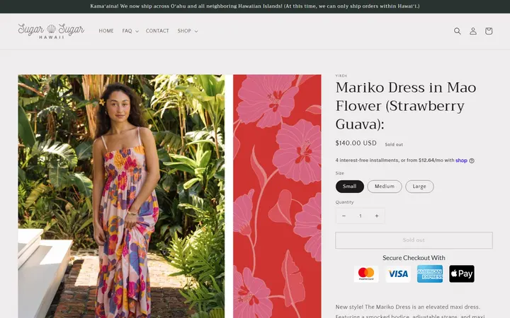 Mariko Dress in Mao Flower (Strawberry Guava): – Sugar Sugar Hawaii