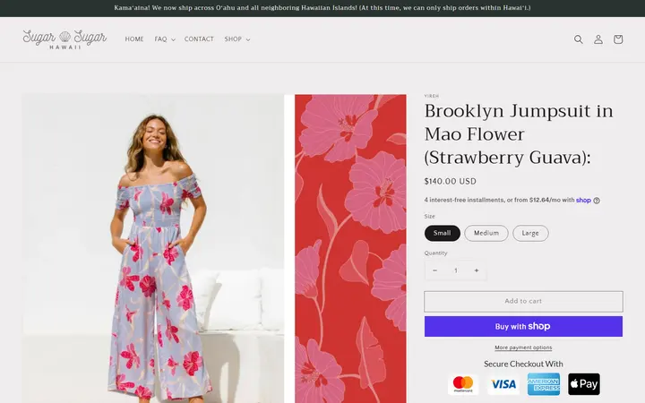 Brooklyn Jumpsuit in Mao Flower (Strawberry Guava): – Sugar Sugar Hawaii