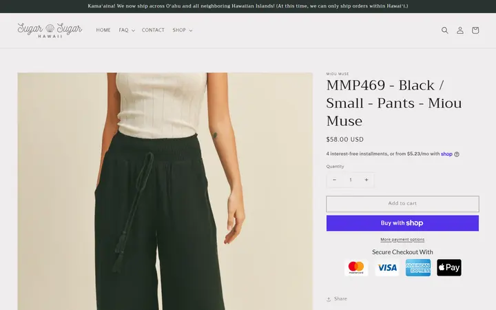 MMP469 - Black / Small - Pants - Miou Muse – Sugar Sugar Hawaii