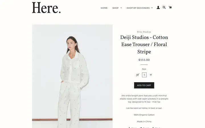 Deiji Studios - Cotton Ease Trouser / Floral Stripe – Here.
