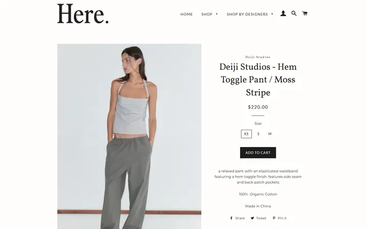 Deiji Studios - Hem Toggle Pant / Moss Stripe – Here.
