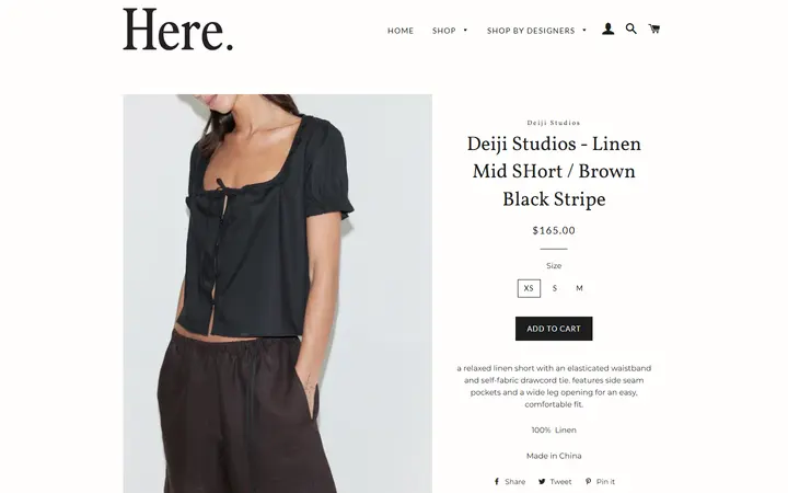 Deiji Studios - Linen Mid SHort / Brown Black Stripe – Here.