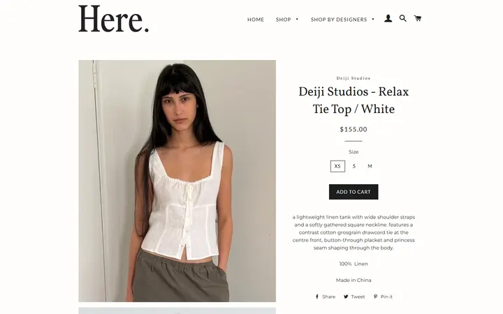 Deiji Studios - Relax Tie Top / White – Here.