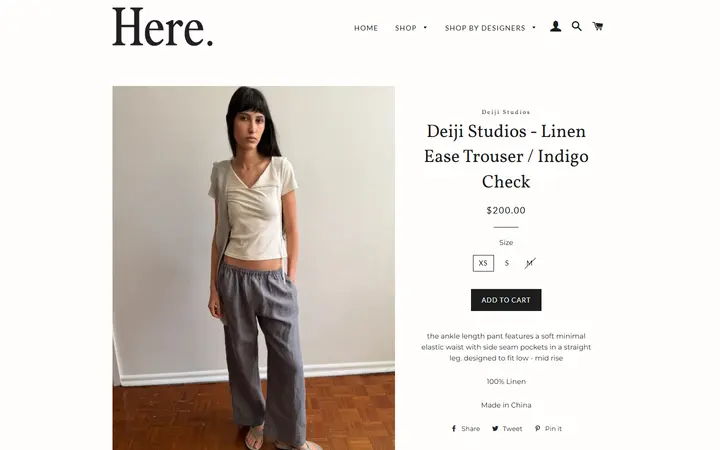 Deiji Studios - Linen Ease Trouser / Indigo Check – Here.